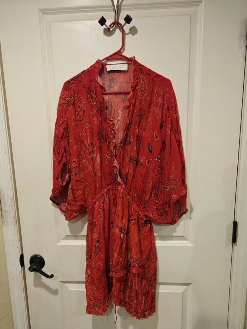 IRO Red Paisley Ruffle-Trim Robe - Picture 7 of 7